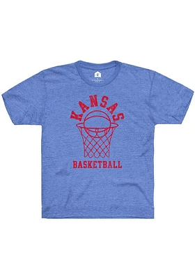 Rally Kansas Jayhawks Toddler Blue Basketball Hoop Short Sleeve T-Shirt