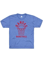 Rally Kansas Jayhawks Toddler Blue Basketball Hoop Short Sleeve T-Shirt