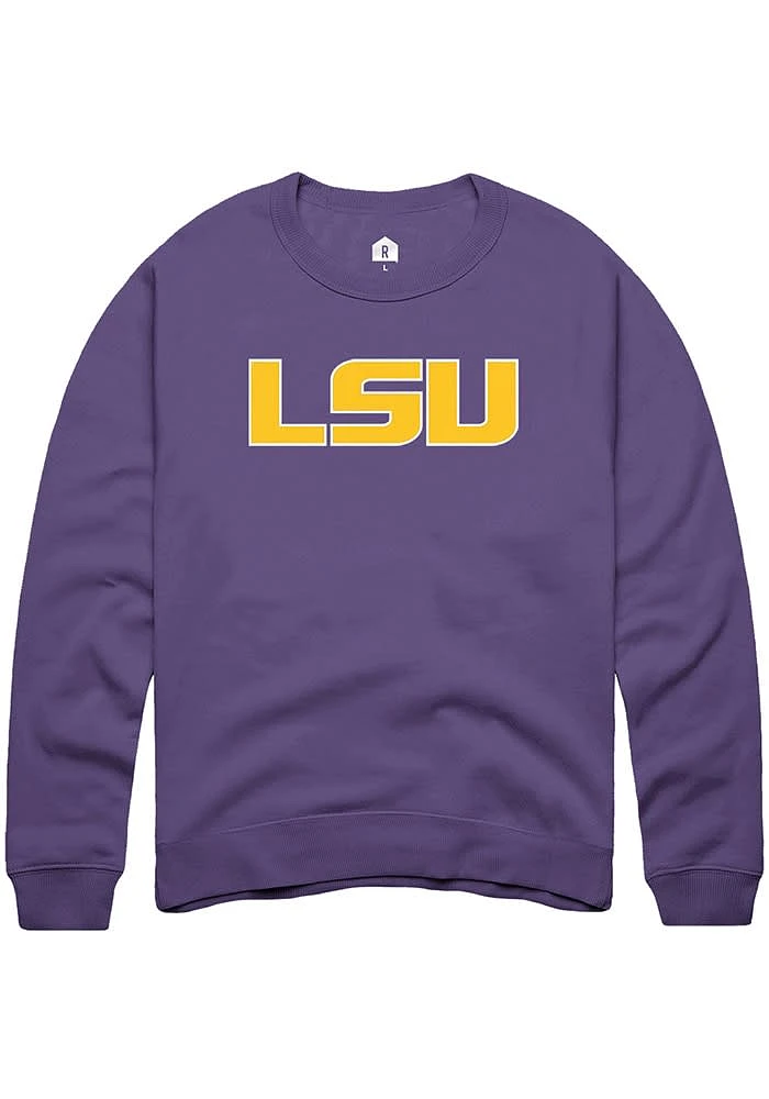 Rally LSU Tigers Mens Purple Primary Logo Long Sleeve Crew Sweatshirt