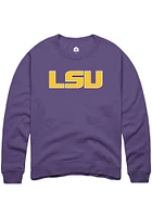Rally LSU Tigers Mens Purple Primary Logo Long Sleeve Crew Sweatshirt