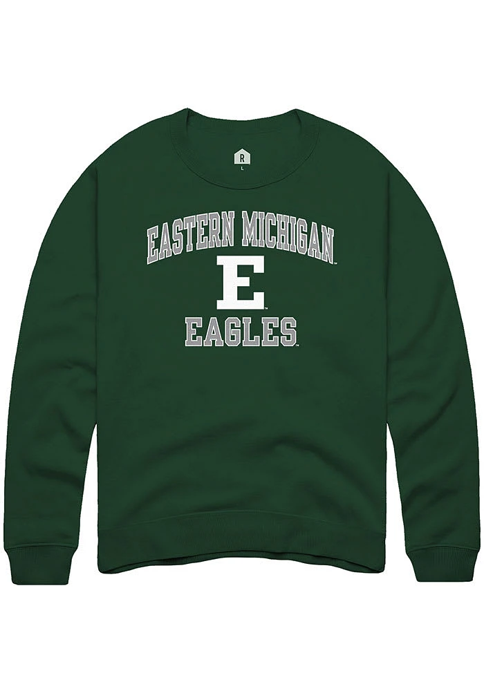 Rally Eastern Michigan Eagles Mens Green no1 Graphic Long Sleeve Crew Sweatshirt