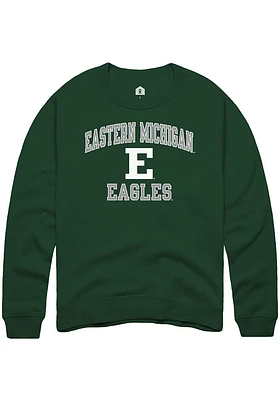 Rally Eastern Michigan Eagles Mens Green no1 Graphic Long Sleeve Crew Sweatshirt