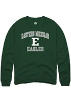 Rally Eastern Michigan Eagles Mens Green no1 Graphic Long Sleeve Crew Sweatshirt