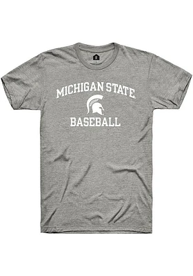 Rally Michigan State Spartans Grey Number One Graphic Baseball Short Sleeve T Shirt