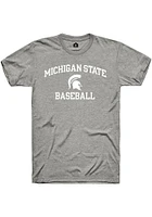 Rally Michigan State Spartans Grey Number One Graphic Baseball Short Sleeve T Shirt