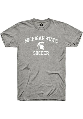 Rally Michigan State Spartans Grey Number One Graphic Soccer Short Sleeve T Shirt
