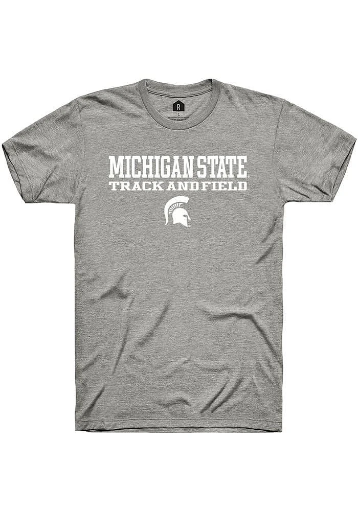 Rally Michigan State Spartans Grey Stacked Track and Field Short Sleeve T Shirt