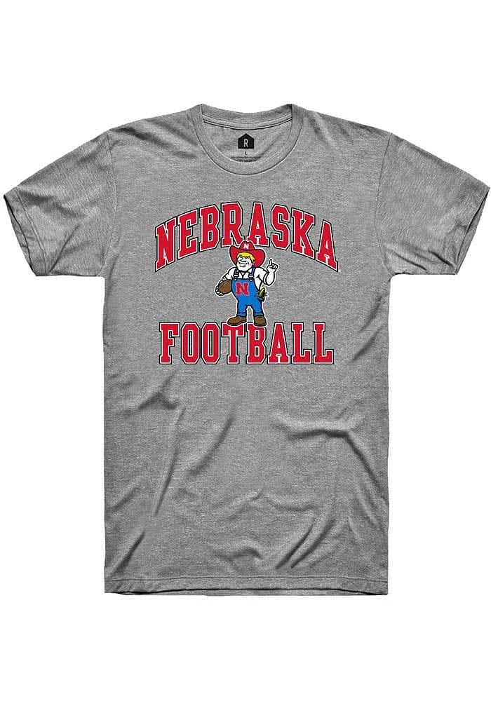 Rally Nebraska Cornhuskers Grey Number One Graphic Football Short Sleeve T Shirt