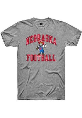 Rally Nebraska Cornhuskers Grey Number One Graphic Football Short Sleeve T Shirt
