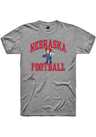Rally Nebraska Cornhuskers Grey Number One Graphic Football Short Sleeve T Shirt