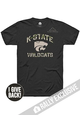 Rally K-State Wildcats Black Folds of Honor Camo Number One Short Sleeve Fashion T Shirt