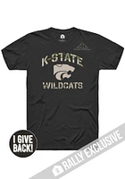 Rally K-State Wildcats Black Folds of Honor Camo Number One Short Sleeve Fashion T Shirt
