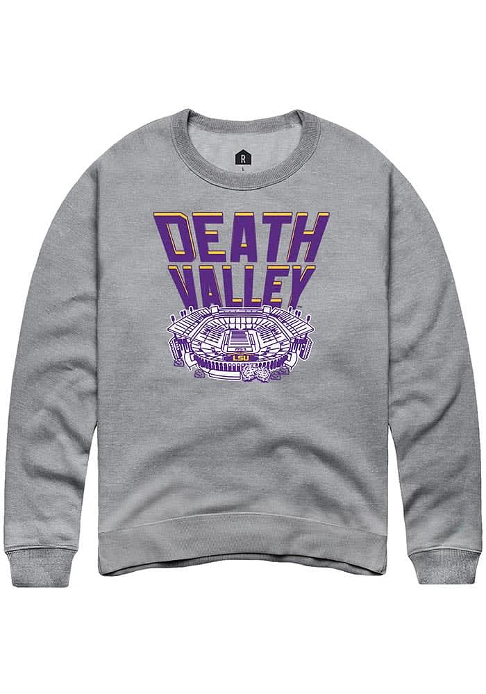 Rally LSU Tigers Mens Grey Death Valley Long Sleeve Crew Sweatshirt