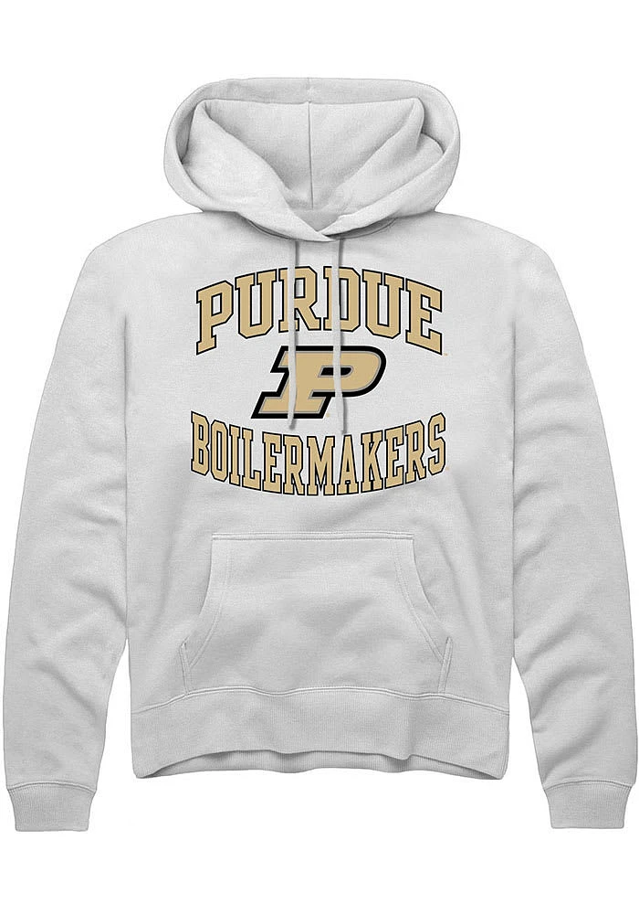 Rally Purdue Boilermakers Mens White Number 1 Long Sleeve Hoodie