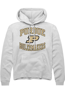Rally Purdue Boilermakers Mens White Number 1 Long Sleeve Hoodie