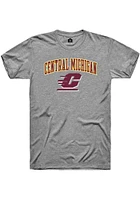 Rally Central Michigan Chippewas Grey Arch Mascot Short Sleeve Fashion T Shirt