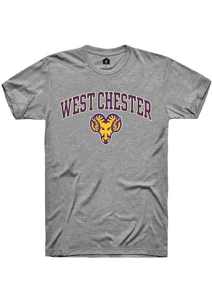 Rally West Chester Golden Rams Grey Script Arch Mascot Short Sleeve T Shirt