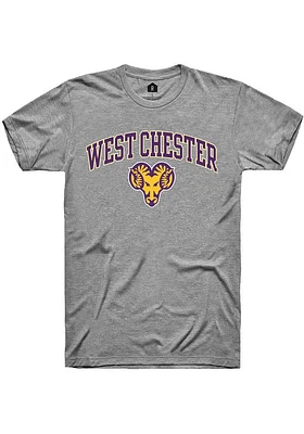 Rally West Chester Golden Rams Grey Script Arch Mascot Short Sleeve T Shirt