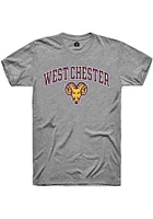 Rally West Chester Golden Rams Grey Script Arch Mascot Short Sleeve T Shirt