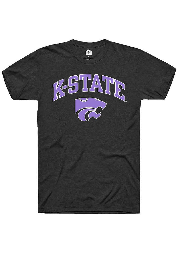 Rally K-State Wildcats Black Lavender Arch Mascot Short Sleeve Fashion T Shirt