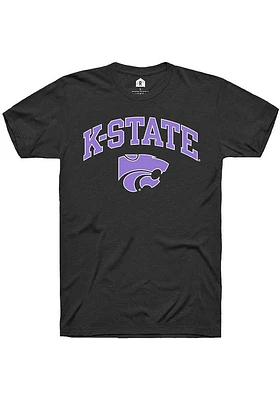 Rally K-State Wildcats Black Lavender Arch Mascot Short Sleeve Fashion T Shirt