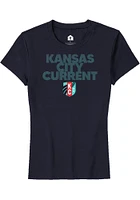 Rally KC Current Womens Navy Blue Relaxed Short Sleeve T-Shirt