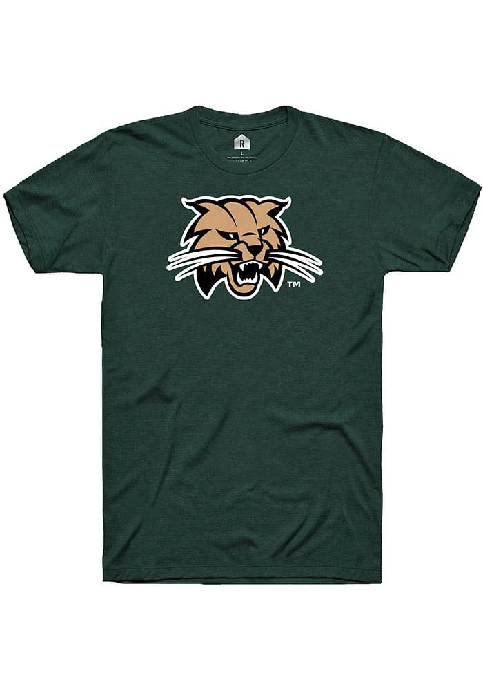 Rally Ohio Bobcats Green Primary Logo Short Sleeve T Shirt