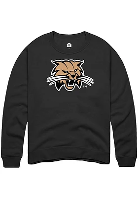 Rally Ohio Bobcats Mens Black Primary Logo Long Sleeve Crew Sweatshirt