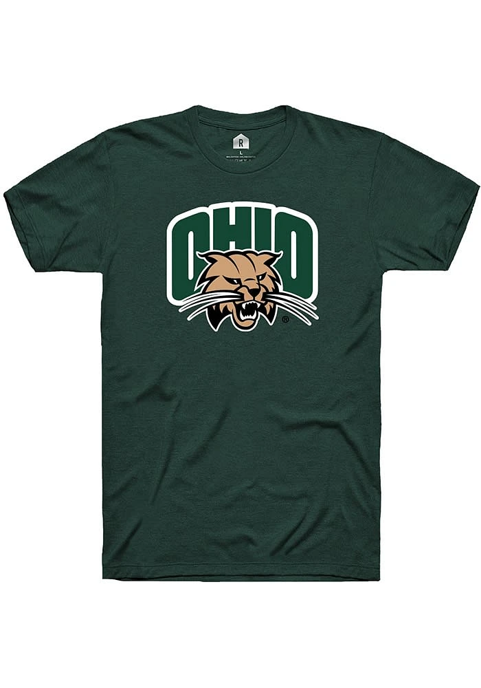 Rally Ohio Bobcats Green Primary Logo Short Sleeve T Shirt