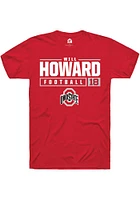 Will Howard  Ohio State Buckeyes Red Rally NIL Stacked Box Short Sleeve T Shirt