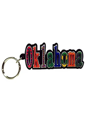 Oklahoma PVC Festive Keychain - Black