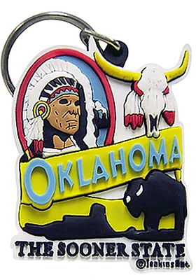 Oklahoma PVC Banner Keychain - White