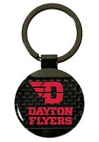 Dayton Flyers Round Carbon Fiber Keychain