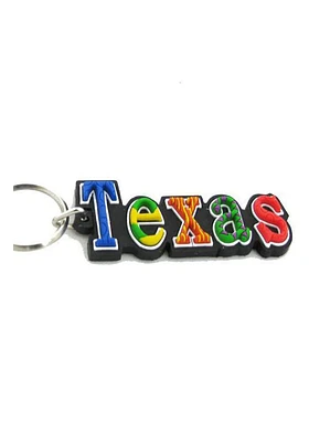 Texas Colorful Script Keychain - Red