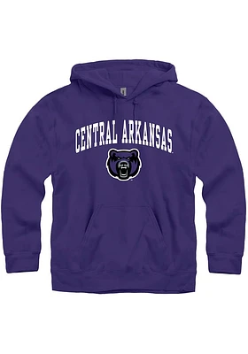 Central Arkansas Bears Mens Purple Arch Mascot Long Sleeve Hoodie