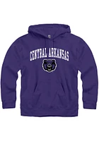 Central Arkansas Bears Mens Purple Arch Mascot Long Sleeve Hoodie