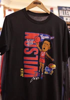 Jalen Wilson Kansas Jayhawks Black Basketball Player Caricature Short Sleeve Fashion T Shir..