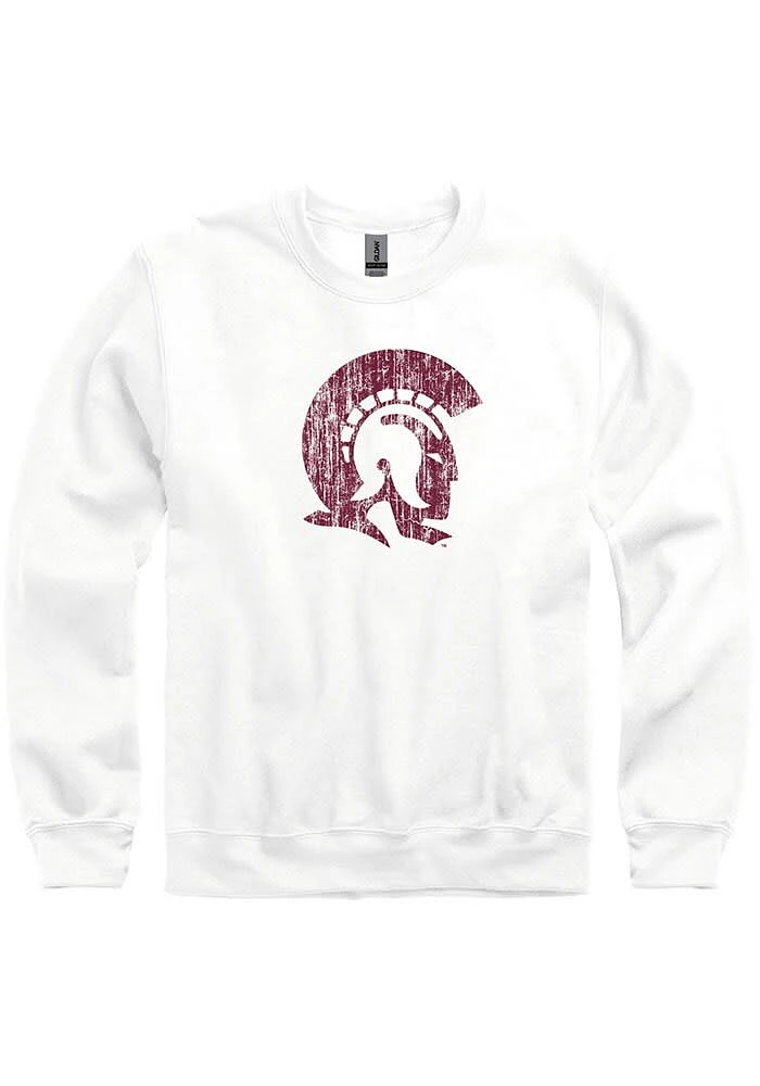U of A at Little Rock Trojans Mens White Team Logo Long Sleeve Crew Sweatshirt