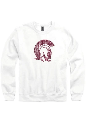 U of A at Little Rock Trojans Mens White Team Logo Long Sleeve Crew Sweatshirt