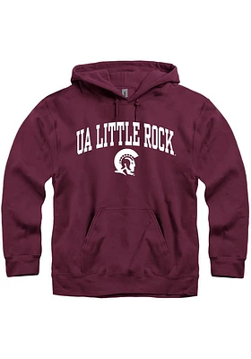 U of A at Little Rock Trojans Mens Maroon Arch Mascot Long Sleeve Hoodie