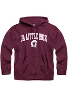 U of A at Little Rock Trojans Mens Maroon Arch Mascot Long Sleeve Hoodie