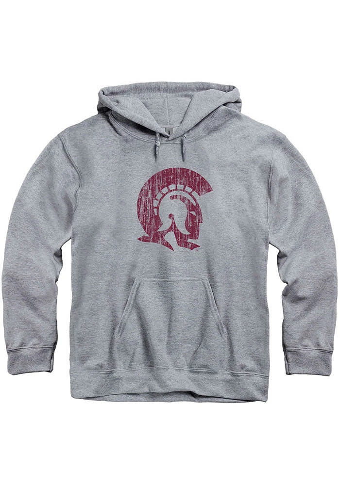 U of A at Little Rock Trojans Mens Grey Team Logo Long Sleeve Hoodie