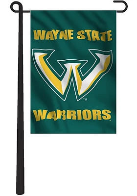Wayne State Warriors Team Logo Garden Flag - Green