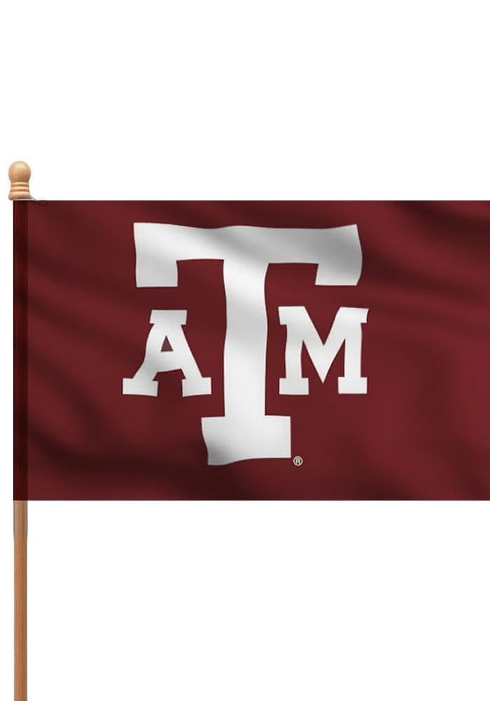 Texas A&M Aggies 3x5 Maroon Sleeve Silk Screen Grommet Flag - Maroon