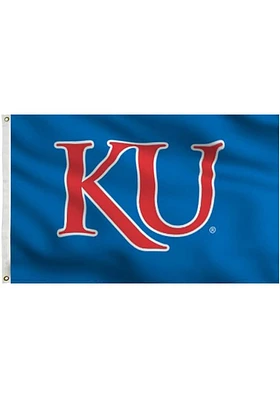 Kansas Jayhawks 3x5 Grommet Design Silk Screen Grommet Flag - Blue