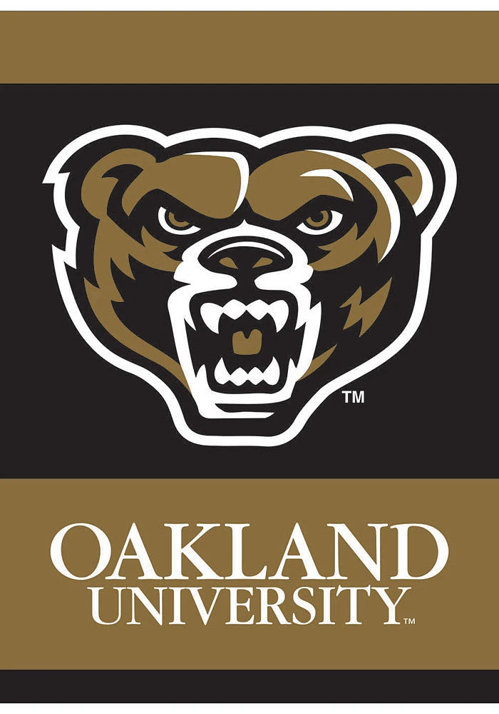 Oakland University Golden Grizzlies 13x18 inch Garden Flag - Black