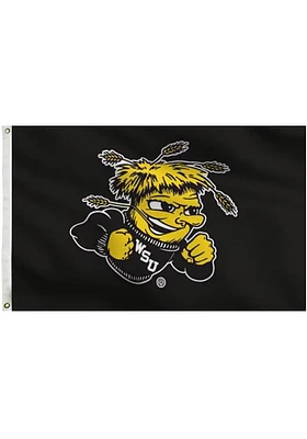 Wichita State Shockers 3x5 Black Grommet Silk Screen Grommet Flag - Black