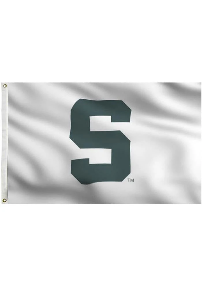 Michigan State Spartans 3x5 White Grommet Silk Screen Grommet Flag - White