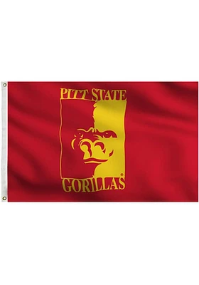 Pitt State Gorillas 3x5 Red and Gold Grommet Silk Screen Grommet Flag - Red