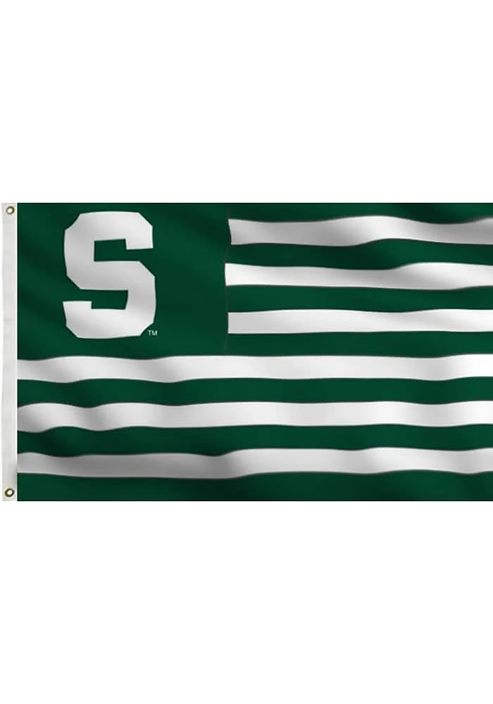 Michigan State Spartans 3x5 Banner Logo Silk Screen Grommet Flag - Green